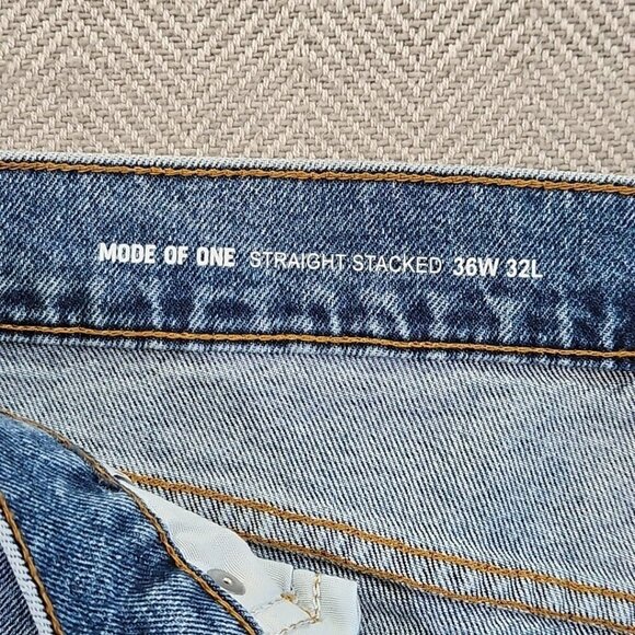 Mode of One Jeans Men's 36W 32L Blue Denim Stretch Straight Leg Quiet Luxury NWT - Picture 14 of 16